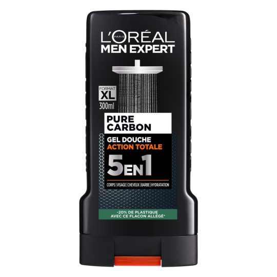 L'Oréal Men Expert Pure Carbon Gel Douche Homme - Action Totale 5en1 - Peau Mature - 300ml