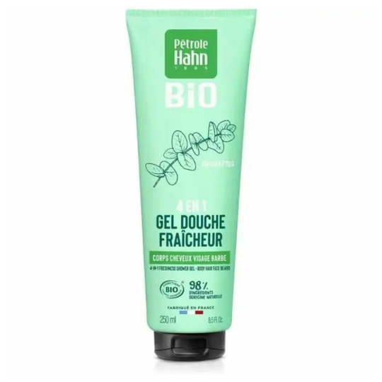 Pétrole Hahn Bio 4in1 Shower Gel Eucalyptus Freshness - Body, Hair, Face And Beard - 98% Natural Ingredients - 250ml