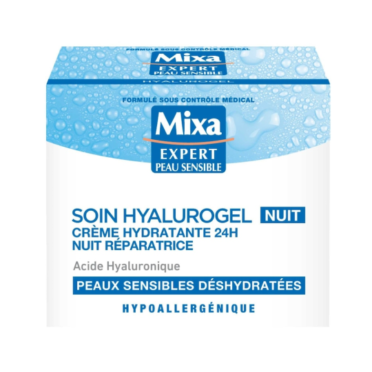 Mixa Hyalurogel Night Hydrating Cream - Sensitive Dehydrated Skin - 50ml