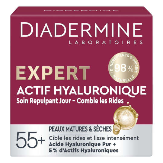 Diadermine Expert Actif Hyaluronique Crème de Jour Repulpante - Peaux Matures et Sèches - 50ml