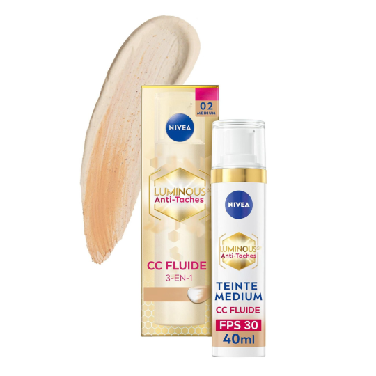 Nivea Luminous630 Soin Visage Anti-Taches 3en1 - Tous Types de Peau - 40ml - Medium
