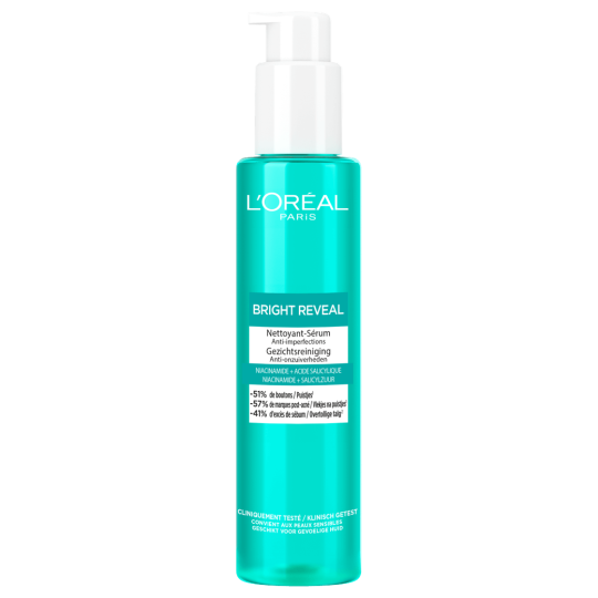 L'Oréal Paris Bright Reveal Nettoyant Visage à la Niacinamide - Peau à Imperfections - 150ml