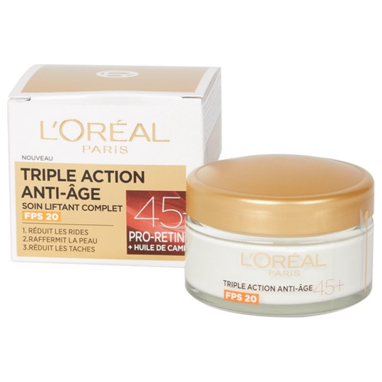 L'Oréal Paris Triple Action Crème de Jour Anti-Âge - Peau Mature 45+ - 50ml