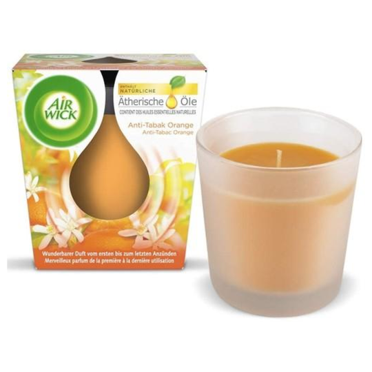 Air Wick Essential Oils Infusion Bougie Parfumée - Orange Anti-Tabac - 105g